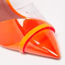Pre Owned Malone Souliers Neon Orange PVC and Patent Leather Iona Mules Size 39.5