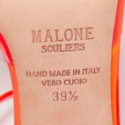 Pre Owned Malone Souliers Neon Orange PVC and Patent Leather Iona Mules Size 39.5