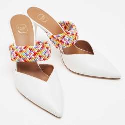 Malone Souliers White/Multicolor Leather and Woven Fabric Maisie Mules Size 39