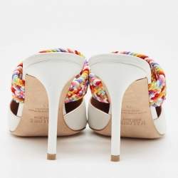 Malone Souliers White/Multicolor Leather and Woven Fabric Maisie Mules Size 39
