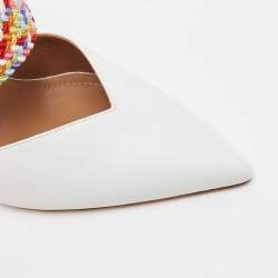 Malone Souliers White/Multicolor Leather and Woven Fabric Maisie Mules Size 39