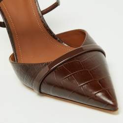 Pre Owned Malone Souliers Brown Croc Embossed Leather Yoana Pumps Size 40
