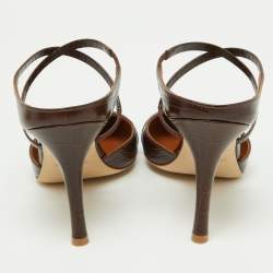 Pre Owned Malone Souliers Brown Croc Embossed Leather Yoana Pumps Size 40