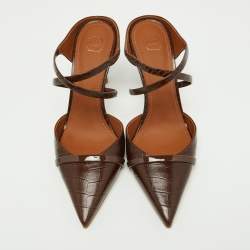 Pre Owned Malone Souliers Brown Croc Embossed Leather Yoana Pumps Size 40