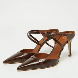 Pre Owned Malone Souliers Brown Croc Embossed Leather Yoana Pumps Size 40