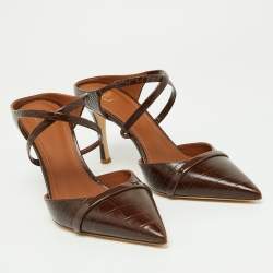 Pre Owned Malone Souliers Brown Croc Embossed Leather Yoana Pumps Size 40