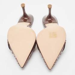 Pre Owned Malone Souliers Brown Crystal Embellished PVC Joella Mules Size 41.5