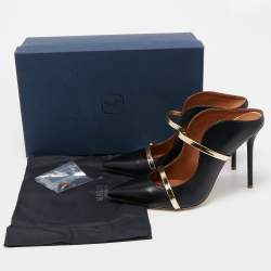 Pre Owned Malone Souliers Black/Gold Leather Maureen Mules Size 41