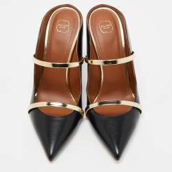 Pre Owned Malone Souliers Black/Gold Leather Maureen Mules Size 41