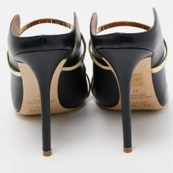 Pre Owned Malone Souliers Black/Gold Leather Maureen Mules Size 41