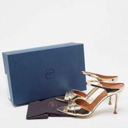 Pre Owned Malone Souliers Gold Leather Una Slide Sandals Size 41