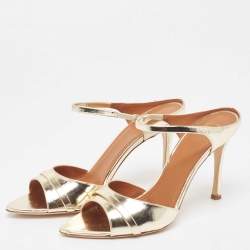 Pre Owned Malone Souliers Gold Leather Una Slide Sandals Size 41