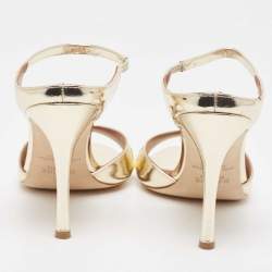 Pre Owned Malone Souliers Gold Leather Una Slide Sandals Size 41