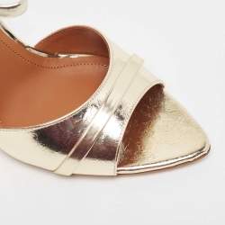 Pre Owned Malone Souliers Gold Leather Una Slide Sandals Size 41