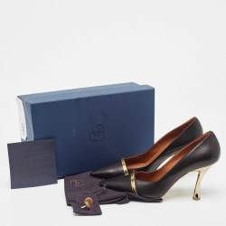 Pre Owned Malone Souliers Black/Gold Leather Karlie Pumps Size 40.5