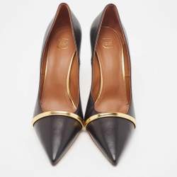 Pre Owned Malone Souliers Black/Gold Leather Karlie Pumps Size 40.5