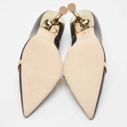 Pre Owned Malone Souliers Black/Gold Leather Karlie Pumps Size 40.5