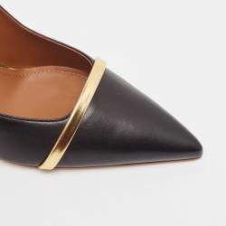 Pre Owned Malone Souliers Black/Gold Leather Karlie Pumps Size 40.5