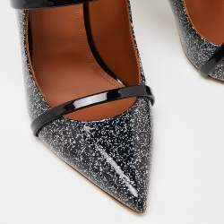 Pre Owned Malone Souliers Black Glitter Patent Leather Maureen Mules Size 40