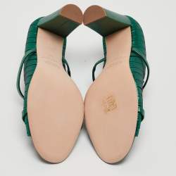 Pre Owned Malone Souliers Green Pleated Satin Norah Mules Size 40.5