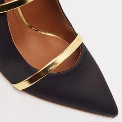 Pre Owned Malone Souliers Black Satin Leather Maureen Mules Size 38