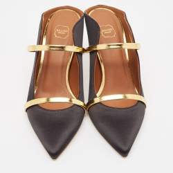 Pre Owned Malone Souliers Black Satin Leather Maureen Mules Size 38