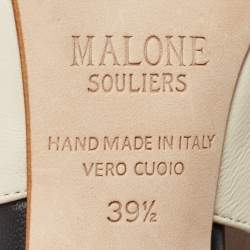 Pre Owned Malone Souliers Off White/Purple Leather Montana Lace Up Pumps Size 39.5