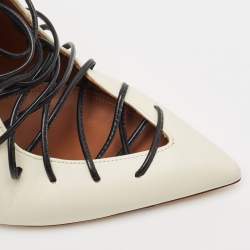 Pre Owned Malone Souliers Off White/Purple Leather Montana Lace Up Pumps Size 39.5