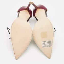 Pre Owned Malone Souliers Off White/Purple Leather Montana Lace Up Pumps Size 39.5