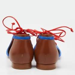 Pre Owned Malone Souliers Blue/Brown Suede and Leather Montana Flats Size 40