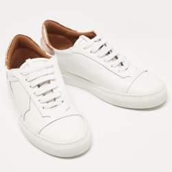 Pre Owned Malone Souliers White/Rose Gold Leather Musa Sneakers Size 36