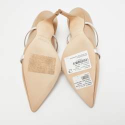 Pre Owned Malone Souliers Gold/Silver Leather Maureen Mules  Size 38 