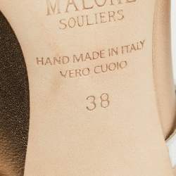 Pre Owned Malone Souliers Gold/Silver Leather Maureen Mules  Size 38 