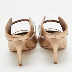 Pre Owned Malone Souliers Gold/Silver Leather Maureen Mules  Size 38 
