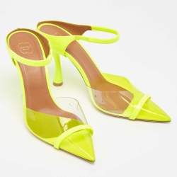 Malone Souliers Neon Yellow PVC and Patent Leather Iona Mules Size 38.5