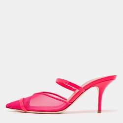 Malone Souliers Neon Pink Mesh and Patent Leather Clio Mules Size 39