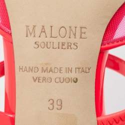 Malone Souliers Neon Pink Mesh and Patent Leather Clio Mules Size 39