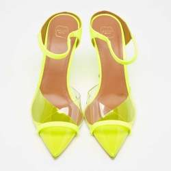 Malone Souliers Neon Yellow PVC and Patent Leather Iona Mules Size 38.5