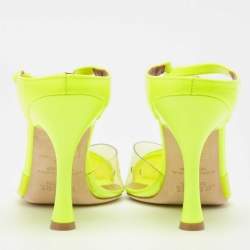 Malone Souliers Neon Yellow PVC and Patent Leather Iona Mules Size 38.5