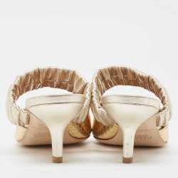 Pre Owned Malone Souliers Gold Python Embossed Leather Maisie Mules Size 37