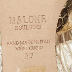 Pre Owned Malone Souliers Gold Python Embossed Leather Maisie Mules Size 37