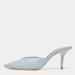 Pre Owned Malone Souliers Light Blue Leather and Mesh Heel Mules Size 39