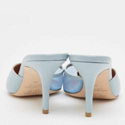 Pre Owned Malone Souliers Light Blue Leather and Mesh Heel Mules Size 39