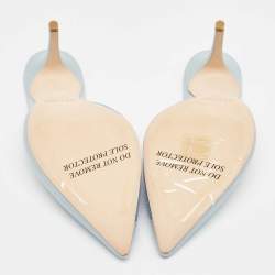 Pre Owned Malone Souliers Light Blue Leather and Mesh Heel Mules Size 39