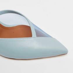 Pre Owned Malone Souliers Light Blue Leather and Mesh Heel Mules Size 39