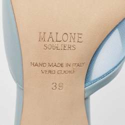 Pre Owned Malone Souliers Light Blue Leather and Mesh Heel Mules Size 39
