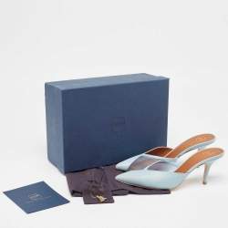 Pre Owned Malone Souliers Light Blue Leather and Mesh Heel Mules Size 39