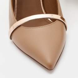 Pre Owned Malone Souliers Brown/Rose Gold Leather Maureen Mules Size 37.5