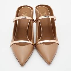Pre Owned Malone Souliers Brown/Rose Gold Leather Maureen Mules Size 37.5