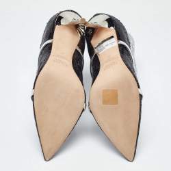 Pre Owned Malone Souliers Silver/Black Sequins Pointed Toe Ankle Booties Size 41